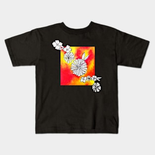 Flowers are Life Painting in Orange Red Yellow Watercolor Kids T-Shirt